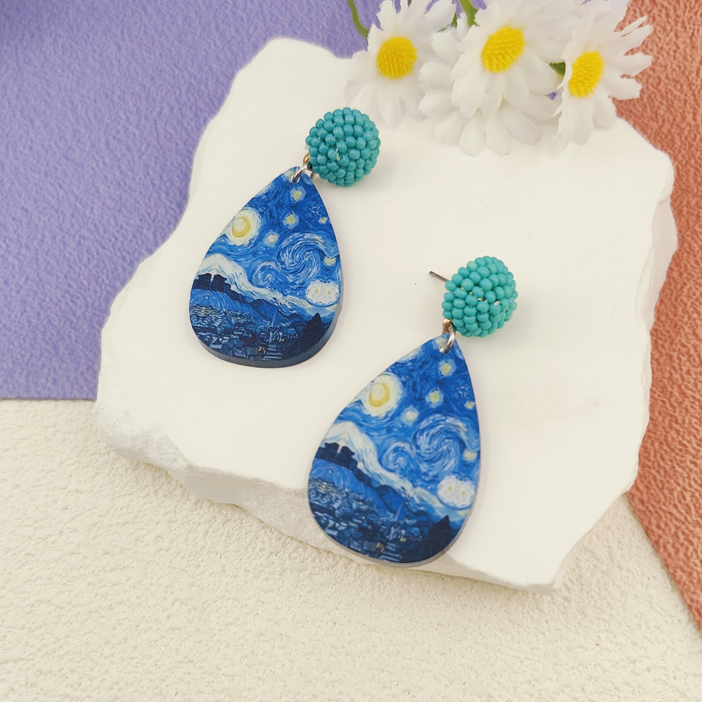 Handmade Vintage Artistic Van Gogh Starry Night Teardrop Bracelet